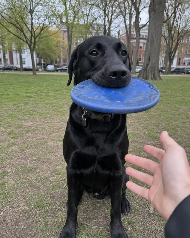 A dog running in a park